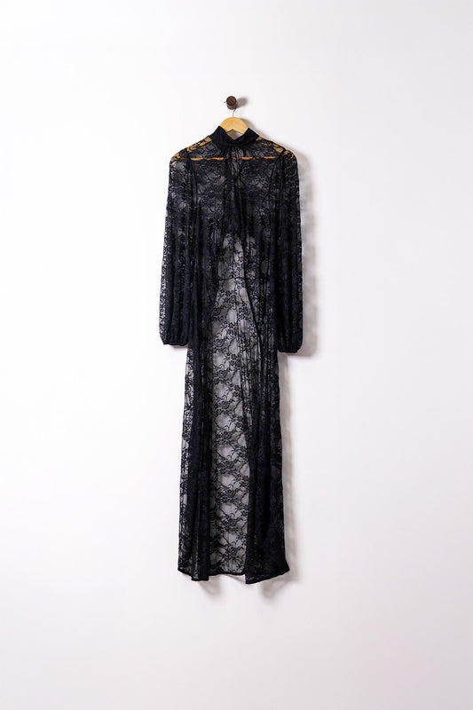 Mystic Midnight Lace Maxi Robe
