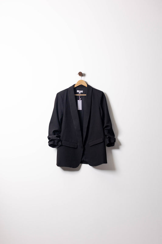 Black Ruched Sleeve Blazer