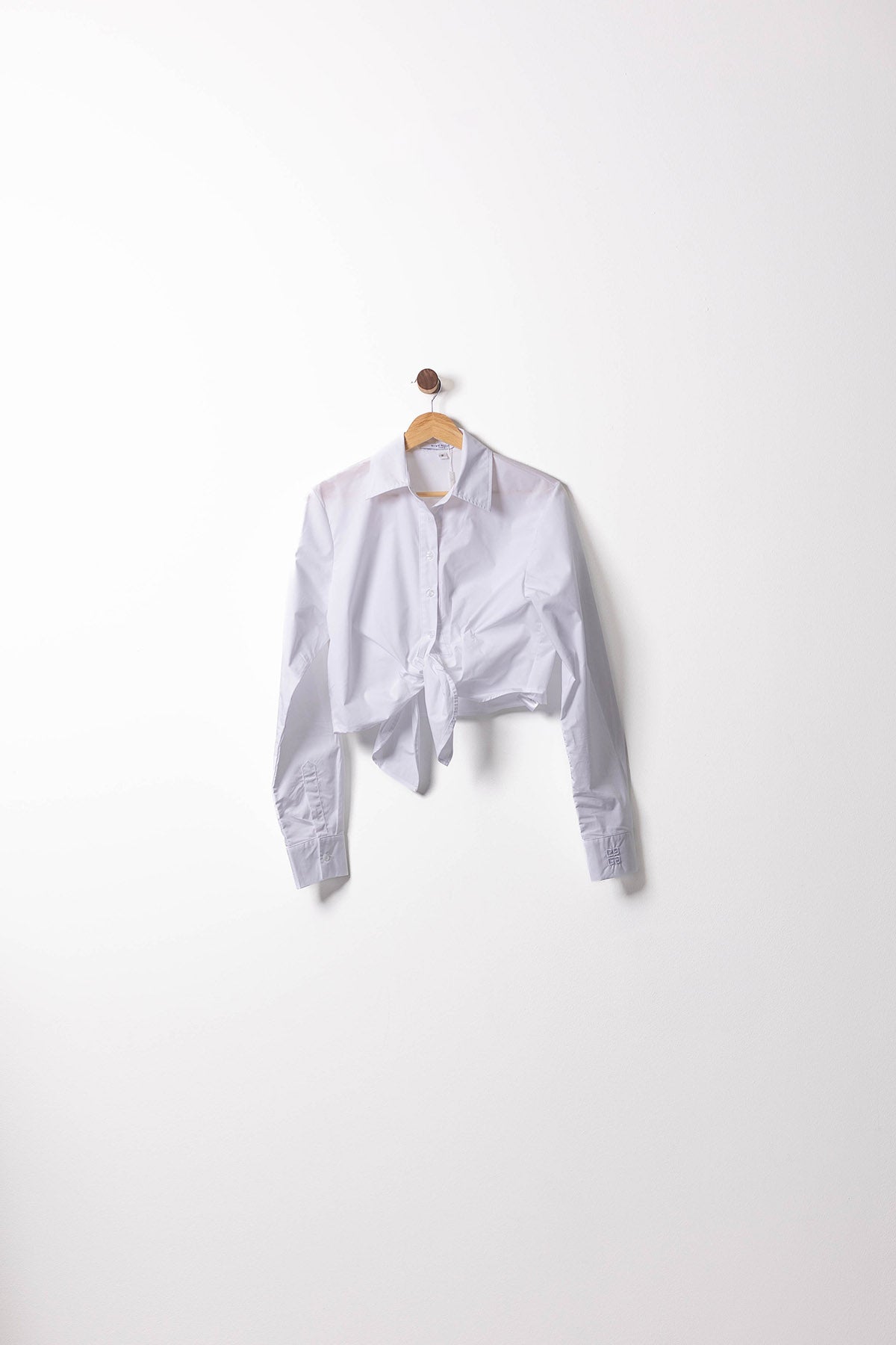 GIVENCHY White Button-Up Tie Front Crop Shirt
